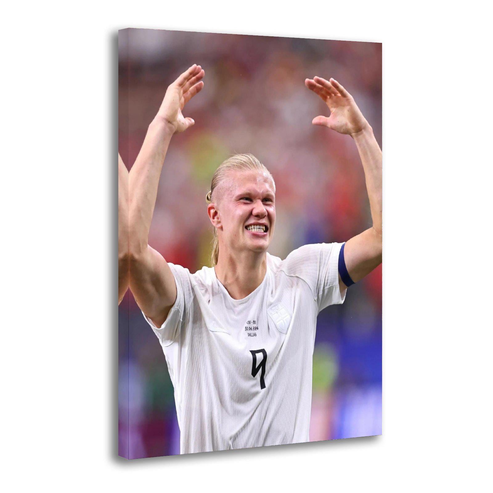 Erling Haaland White Norway Jersey Cheering Painting On Canvas Wall Art Poster Picture Print Living Room Walls Decor Home