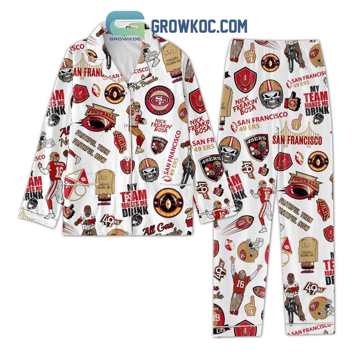 San Francisco Pajama Set – Football Lounge Wear, Red Team Print Sleep