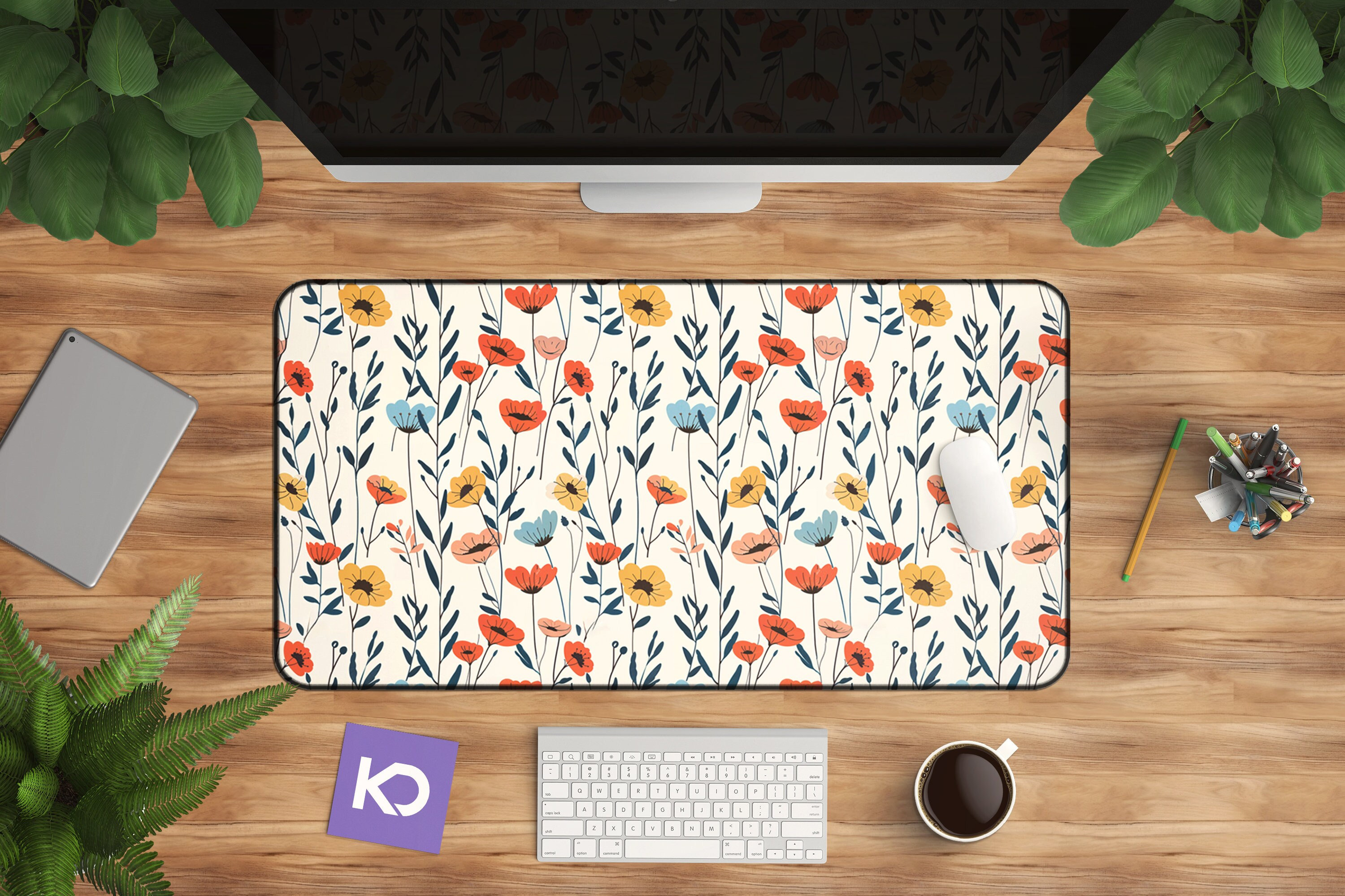 Floral Desk Mat Cottagecore Wildflower Mouse Pad