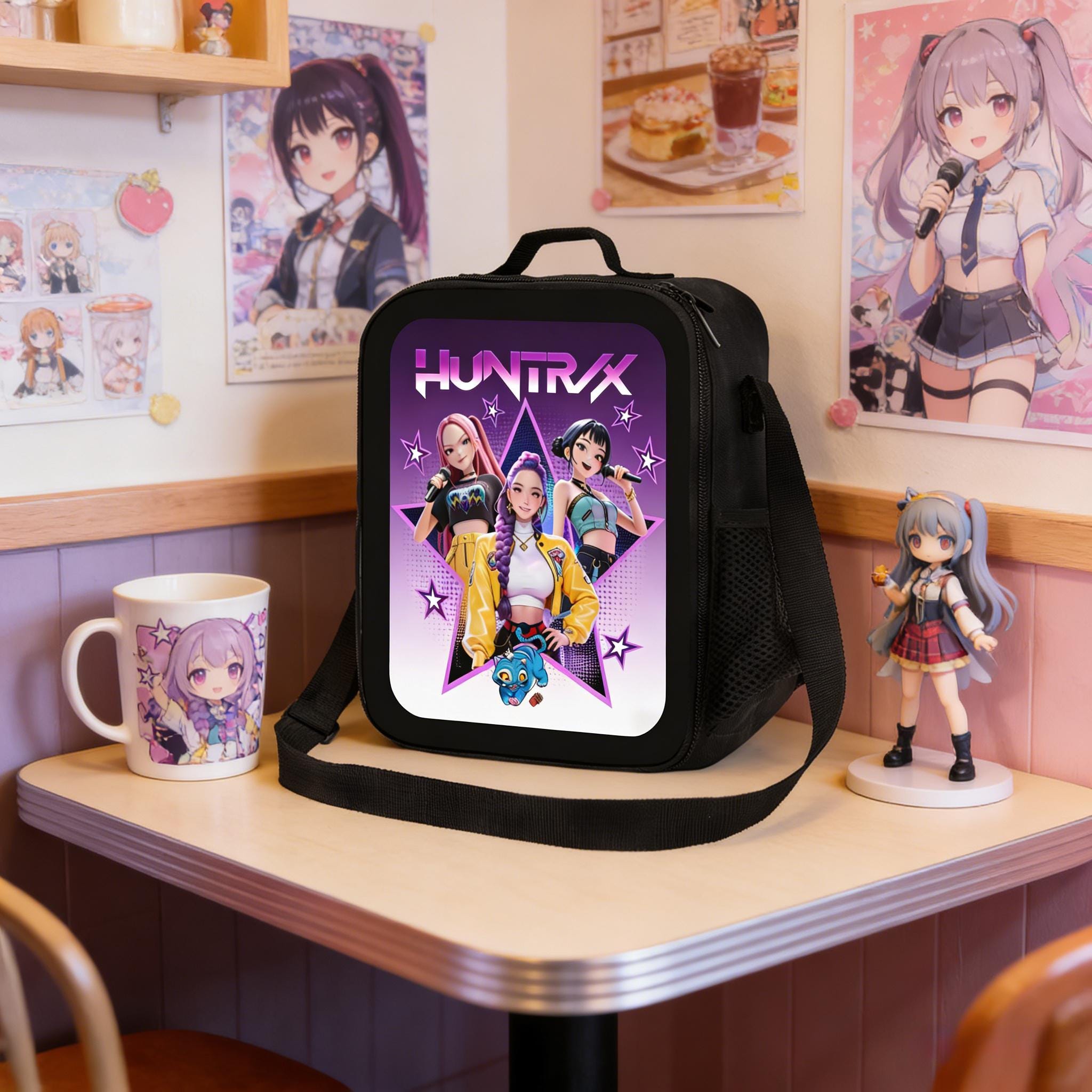 Huntrix Demon Hunters Lunch Bag, Kpop Idol Group Anime Style Lunch Tote