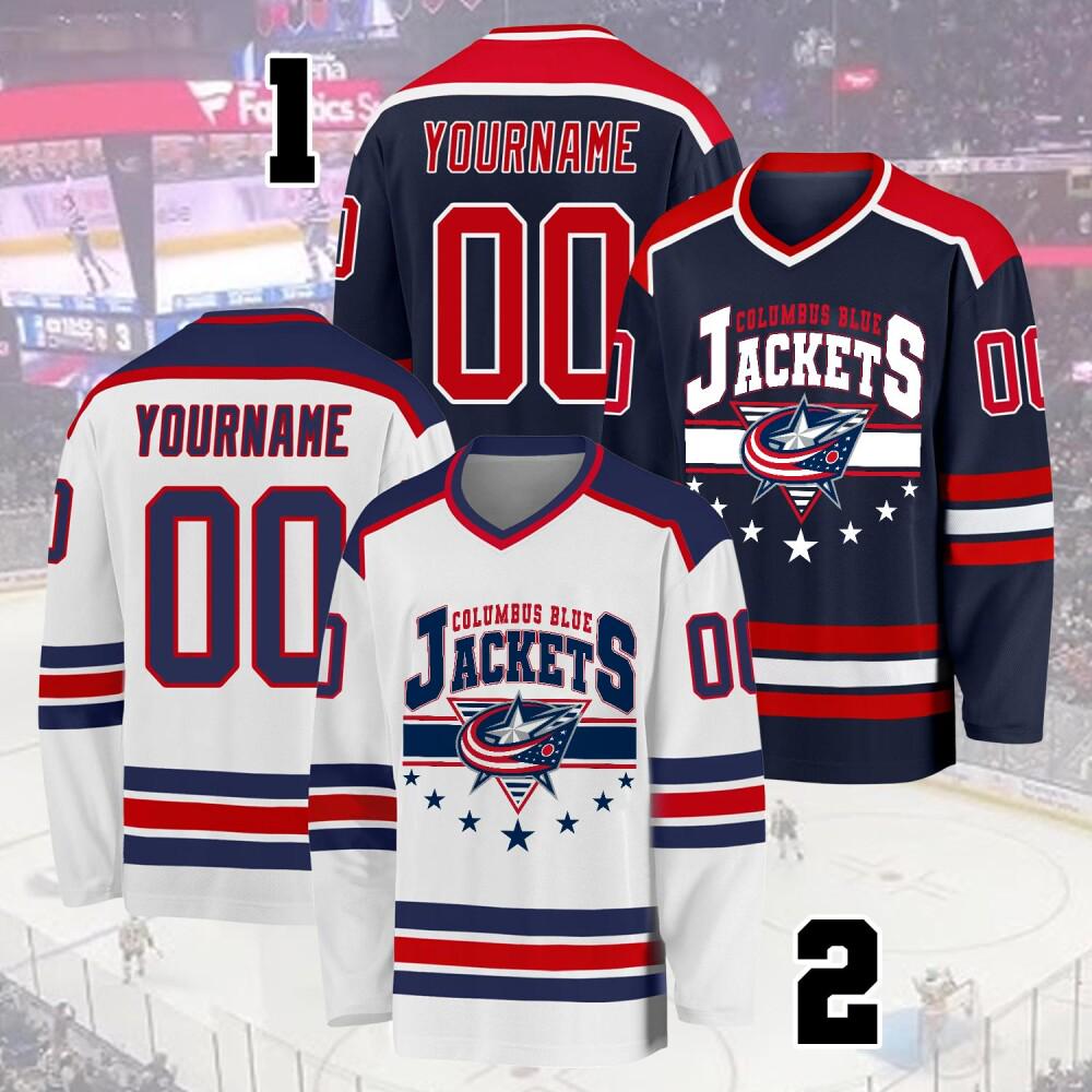 Personalized Columbus Hockey Team Jersey, Custom Blue Jackets Hockey Jersey, Gift For Fan, Jersey For Adult And Kids, Hockey Lover