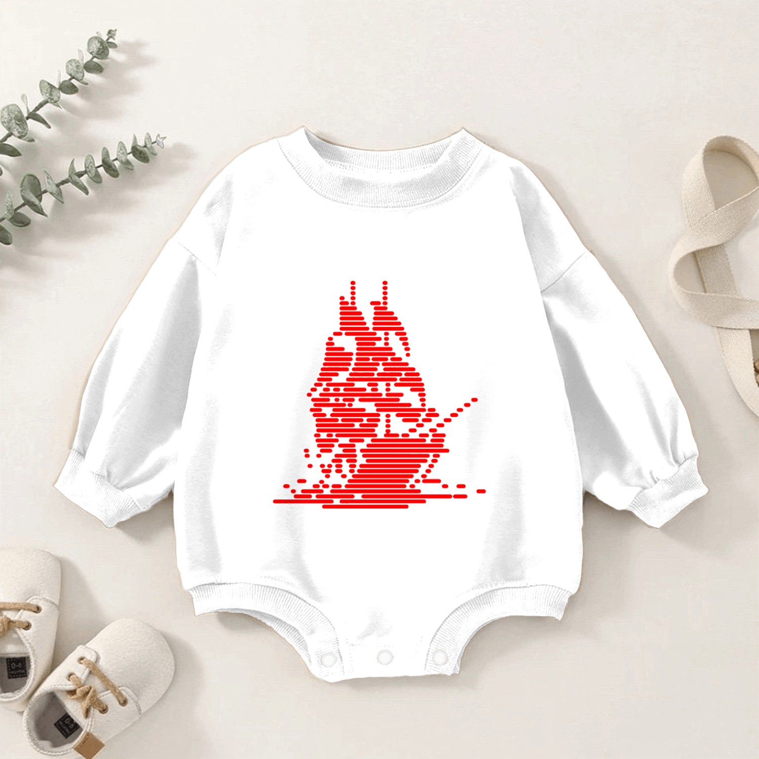 Sailing Ship Glitch Baby Romper Sweatshirts