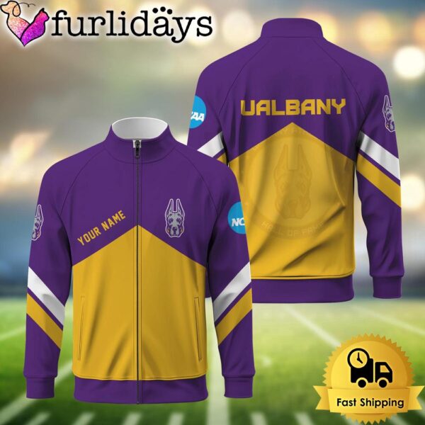 NCAA Albany Great Danes Logo Custom Standing Neck Zipper Jacket