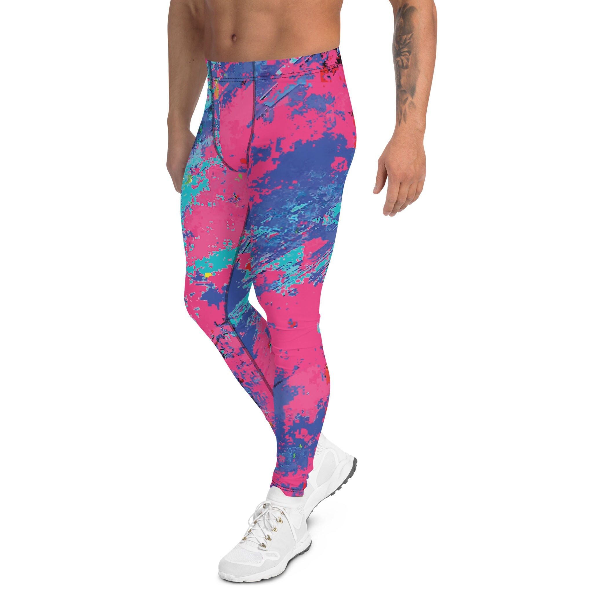 80s glitch man leggings. Premium quality.