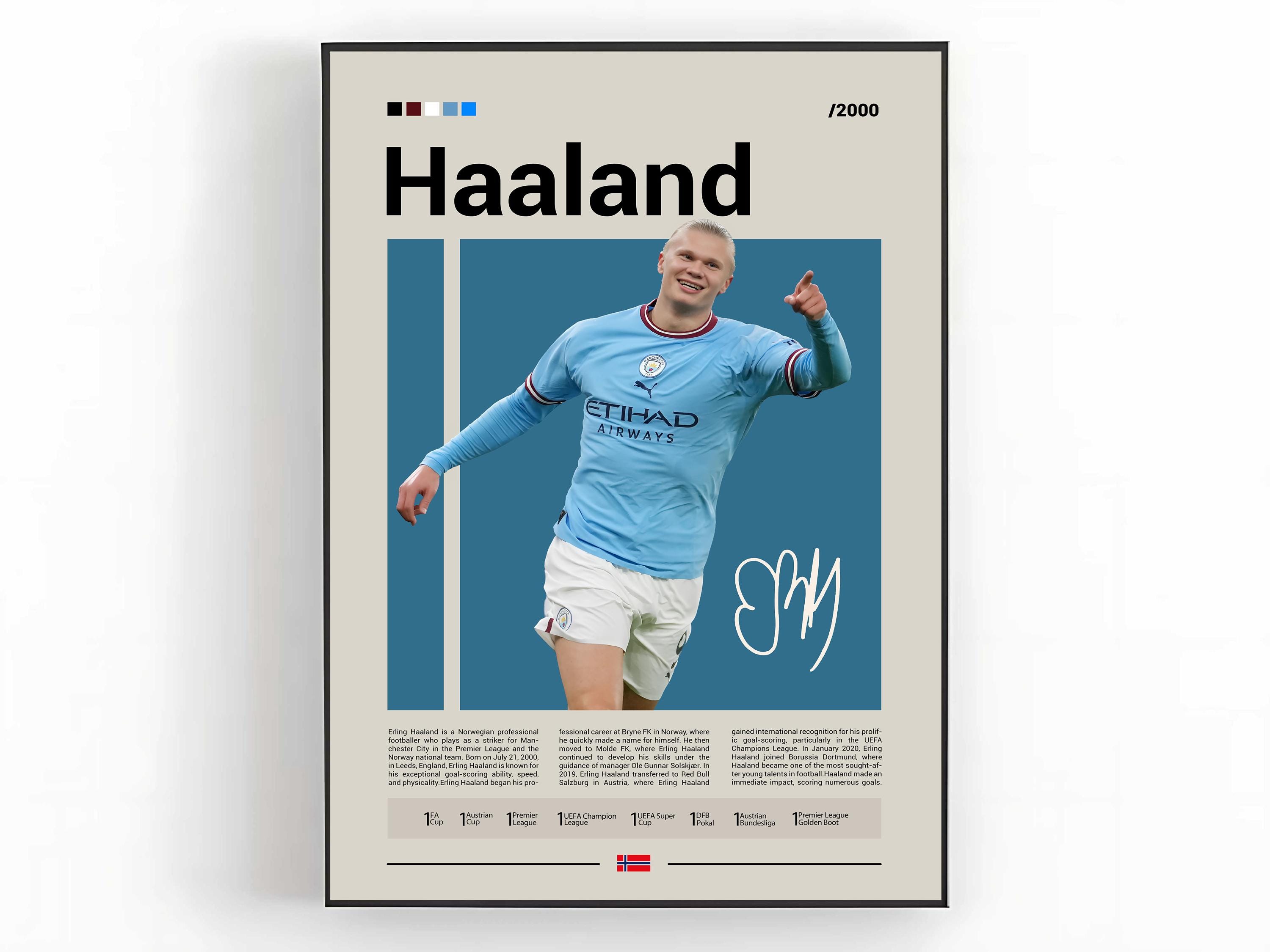 Erling Haaland Poster, Manchester City Wall Art, Soccer Print, Haaland Decor, Man City Poster, Premier League Art, Football Fan Gift
