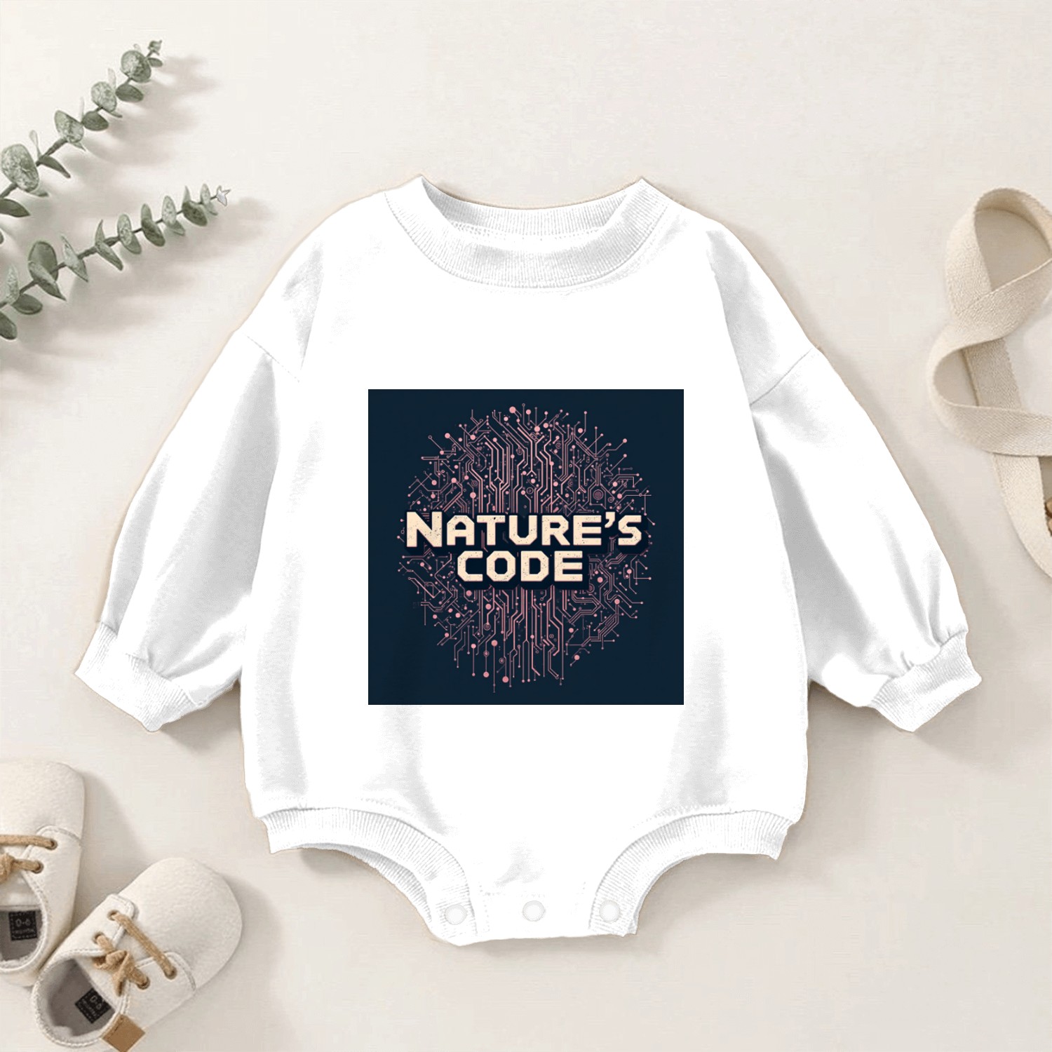 Nature's Code - Digital Nature Pattern Design Baby Romper Sweatshirts