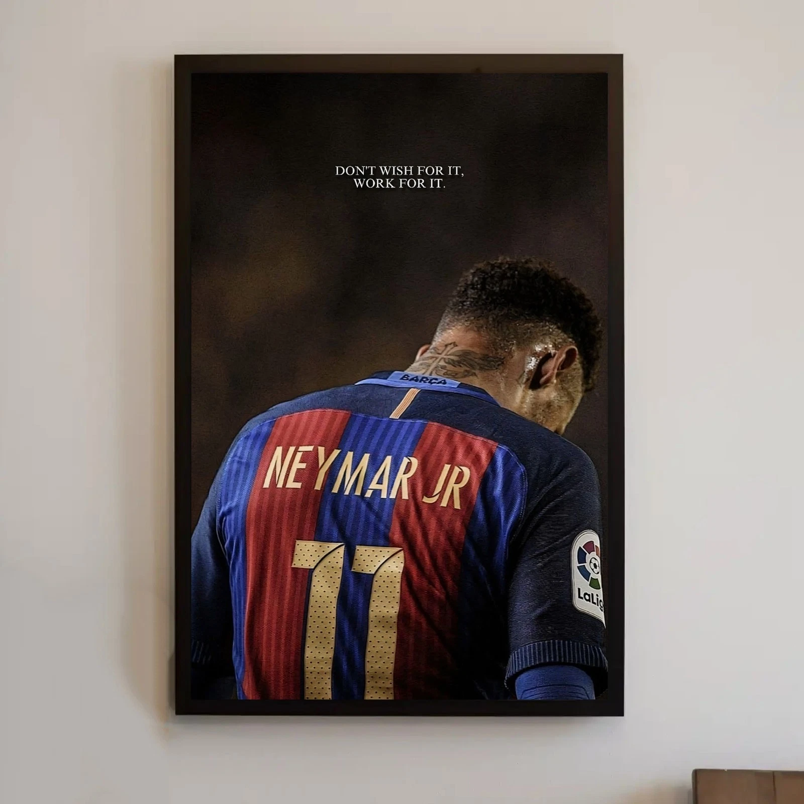 Neymar Jr. Work For It Poster – Premium Satin Vertical Wall Art for Soccer Fans