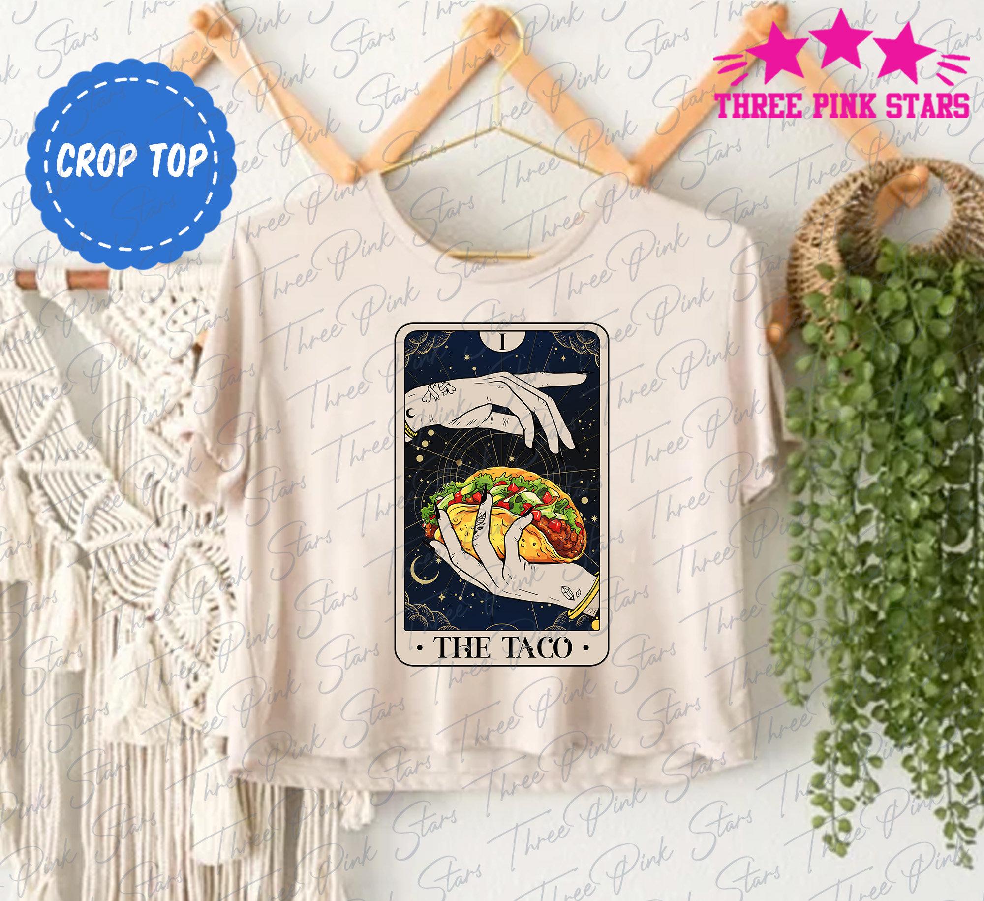 The Taco Tarot Card Crop Top, Mystical Witchy Taco Crop Tee, Taco Lover Gift, Taco Tuesday Tee E5285