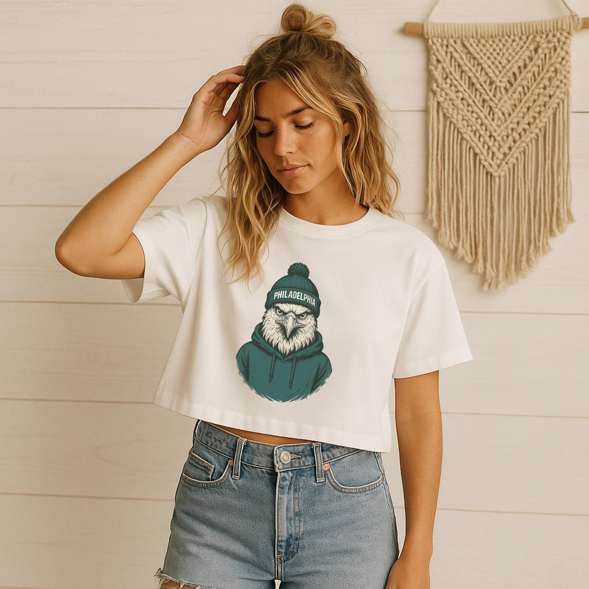 PHILADELPHIA FOOTBALL "Spirit Animal" Eagle Mascot Crop Top