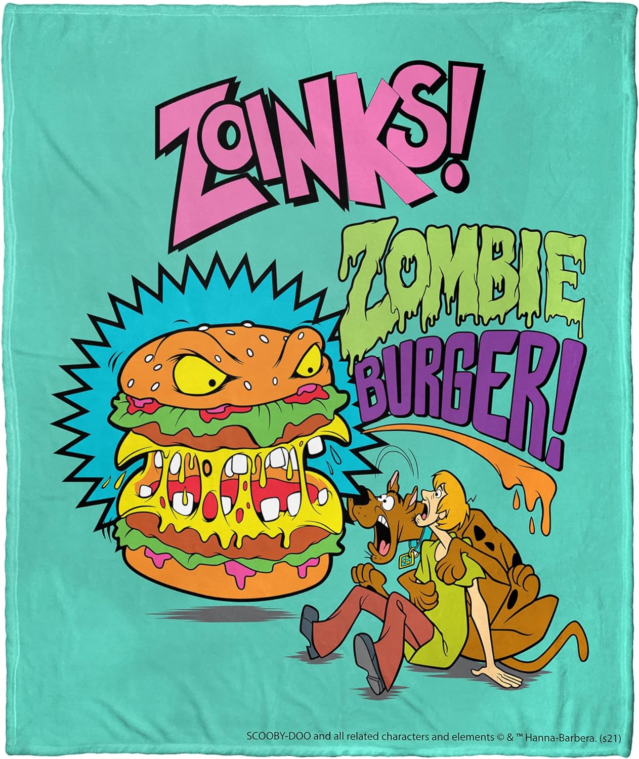 Northwest Scooby Doo Silk Touch Throw Blanket, 50" x 60", Zombie Burger