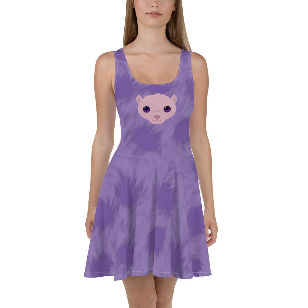 Purple Puff Skater Dress – Fun Cartoon Style Casual Outfit for Women