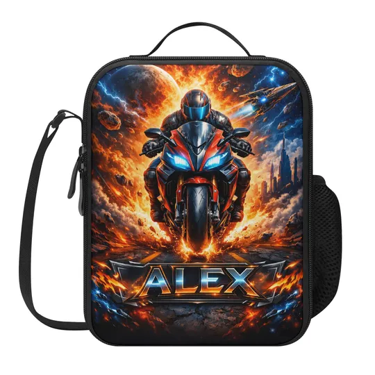 Motorcycle Motorbike Outer Space Cinematic Futuristic Personalized Lunch Bag