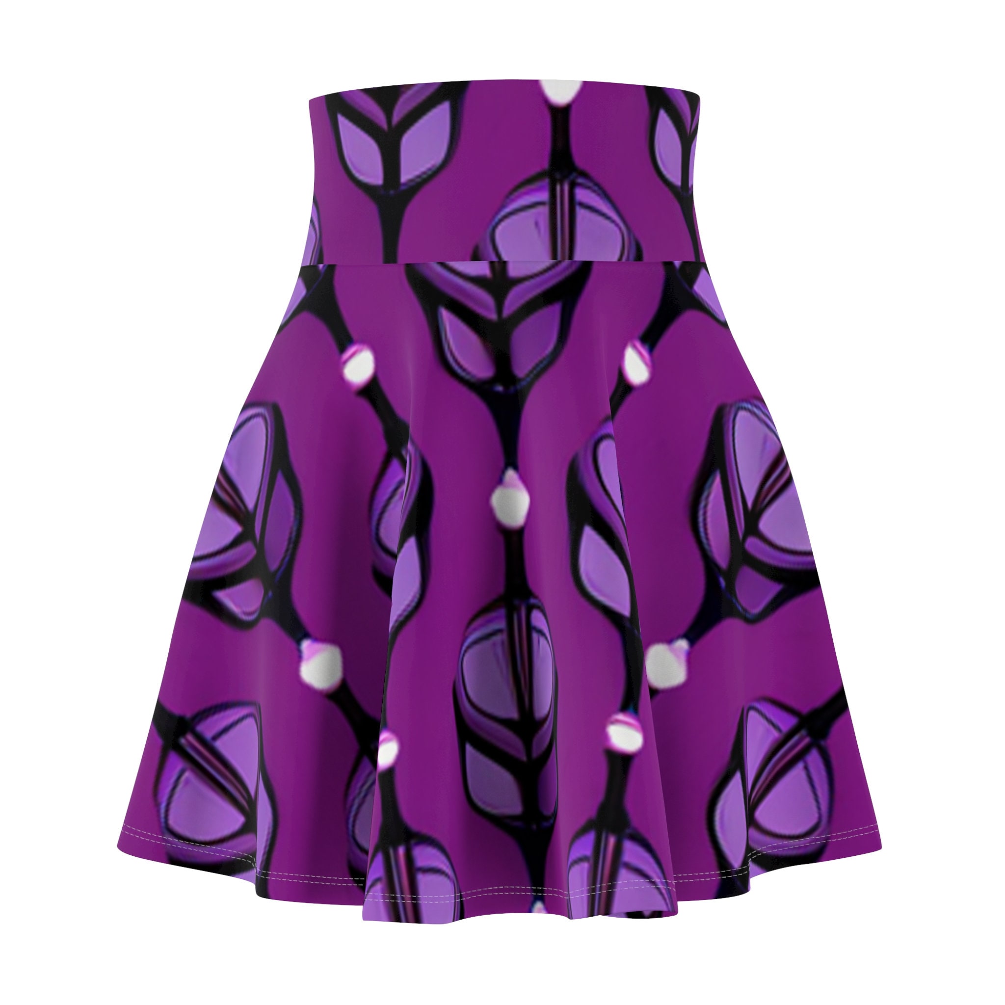 Women's Skater Skirt Purple Abstract Art Design