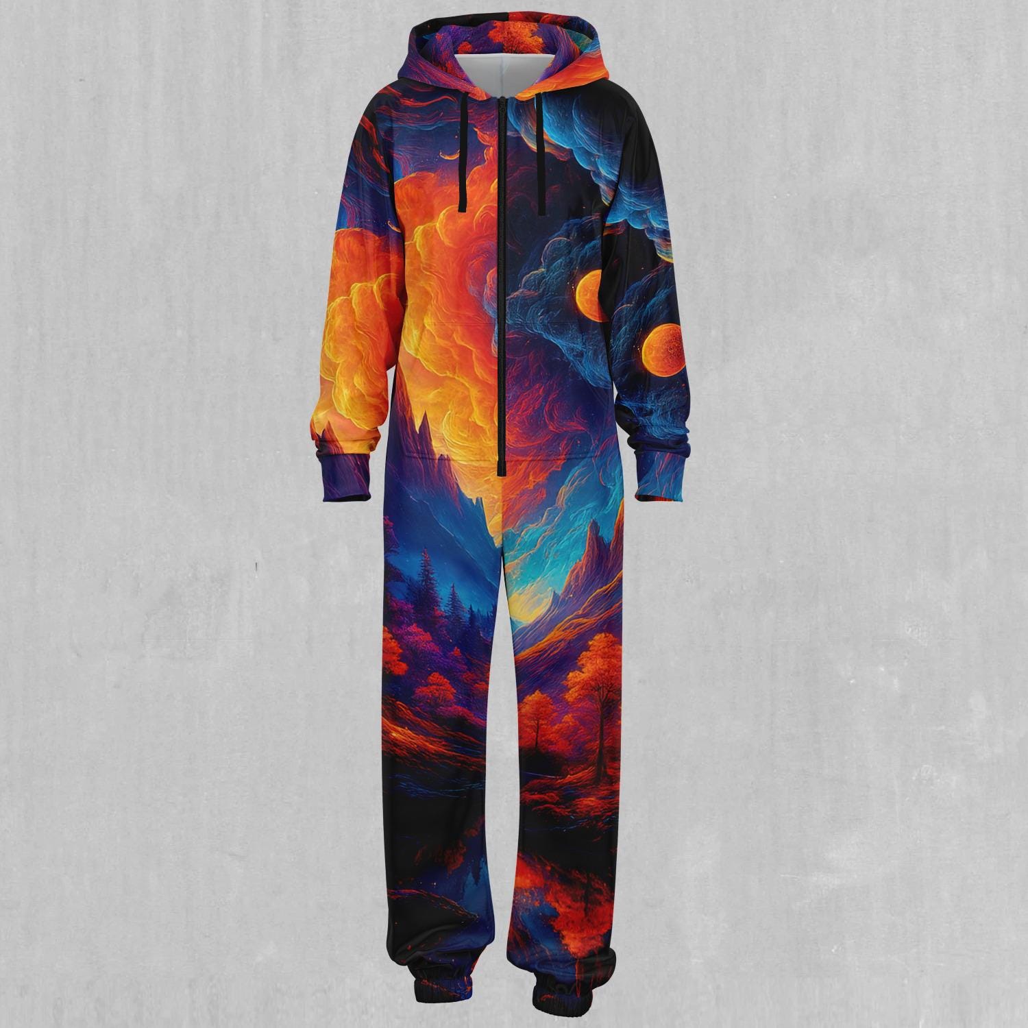 Wonderland Valley Psychedelic Adult Zip Up Jumpsuit Pajamas