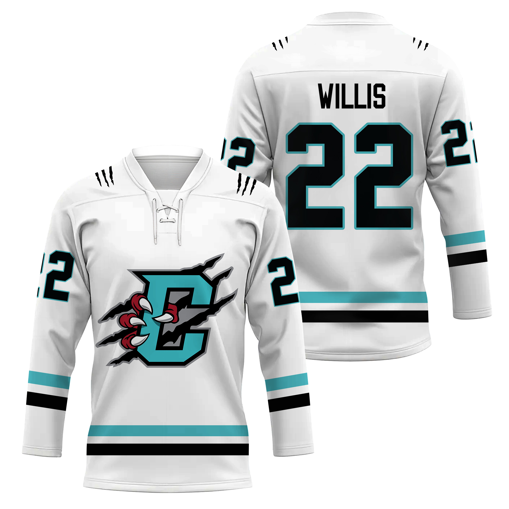 Columbus River Dragons Personalized White Lace Hockey Jersey Design