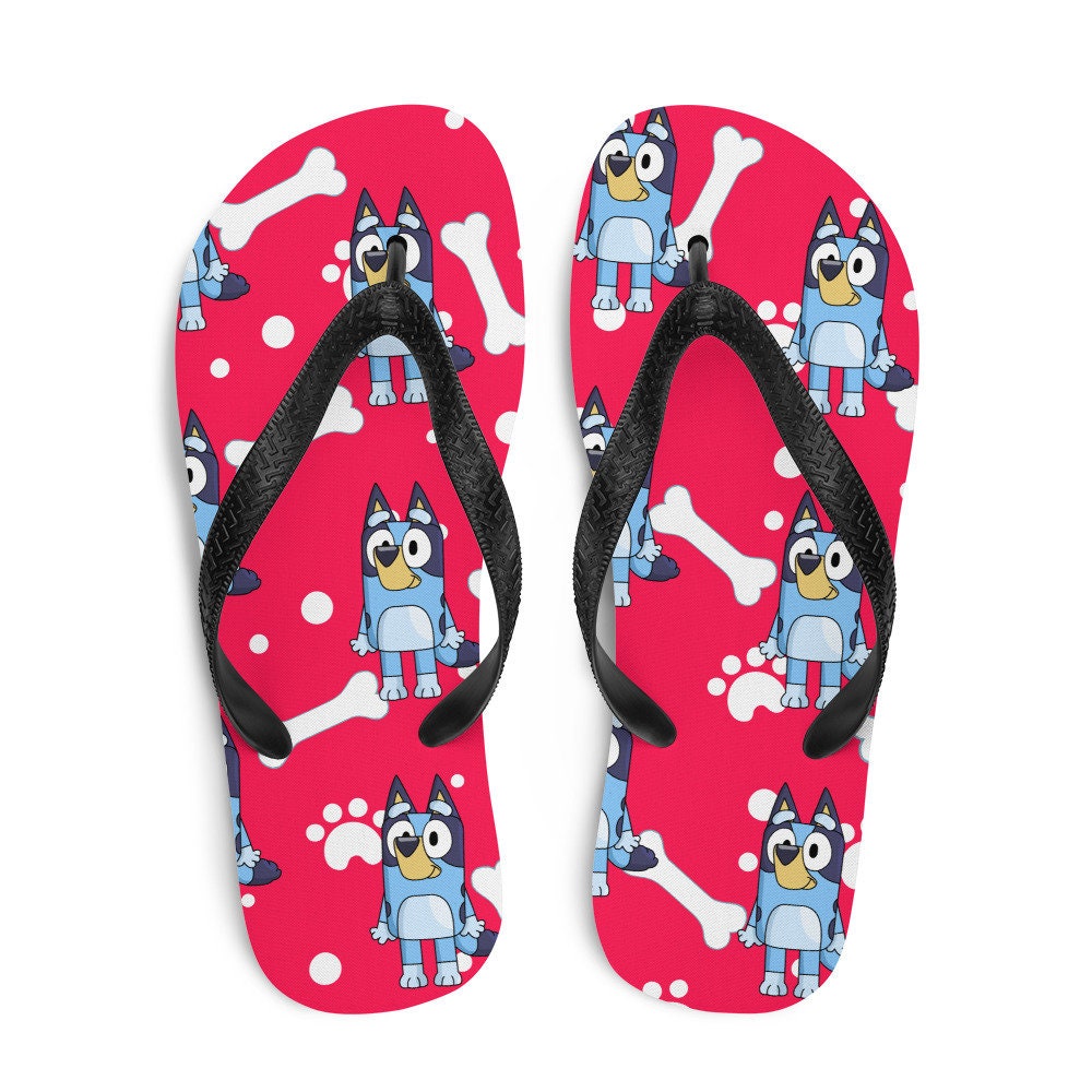 red background blue dog Flip Flops, Outdoor slippers, Comfort Beach slippers, Pool shoes, Summer slippers, outside slippers, beachwear