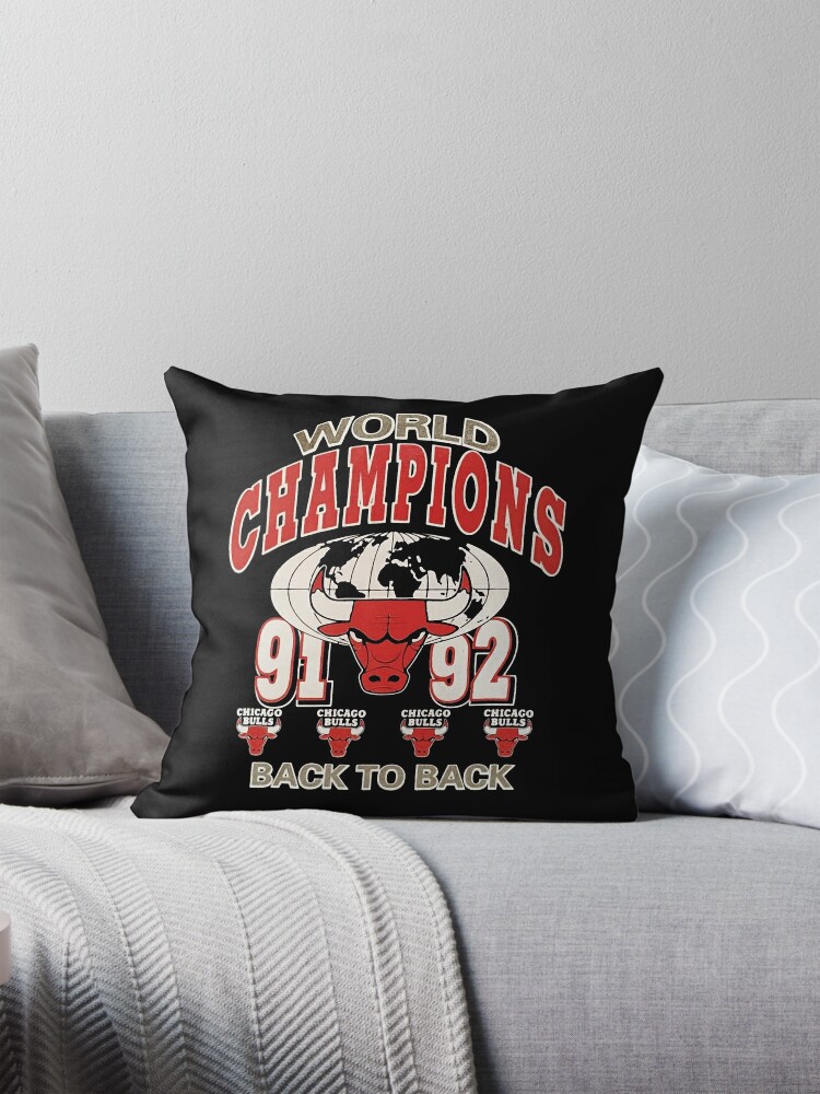 Chicago Basketball Back To Back 91-92 Basketball Throw Pillow