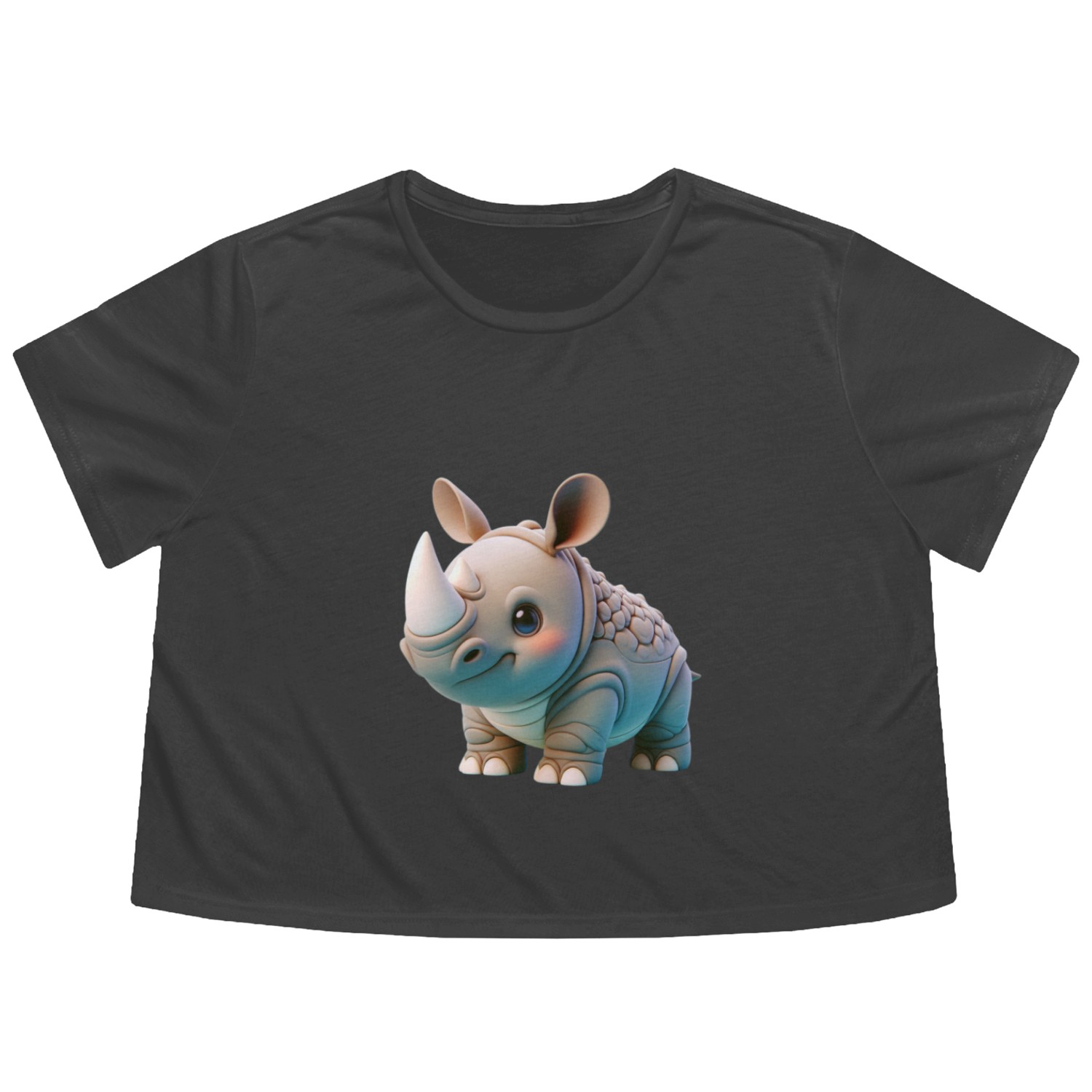 :Magical Baby Rhino - Guardian of Whims Flowy Cropped Tees