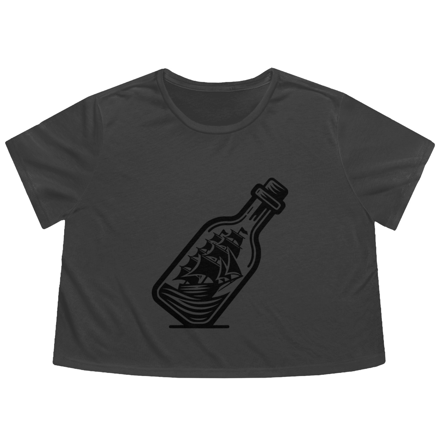 Ship In A Bottle Ship In A Bottle Sailing Ship Flowy Cropped Tees