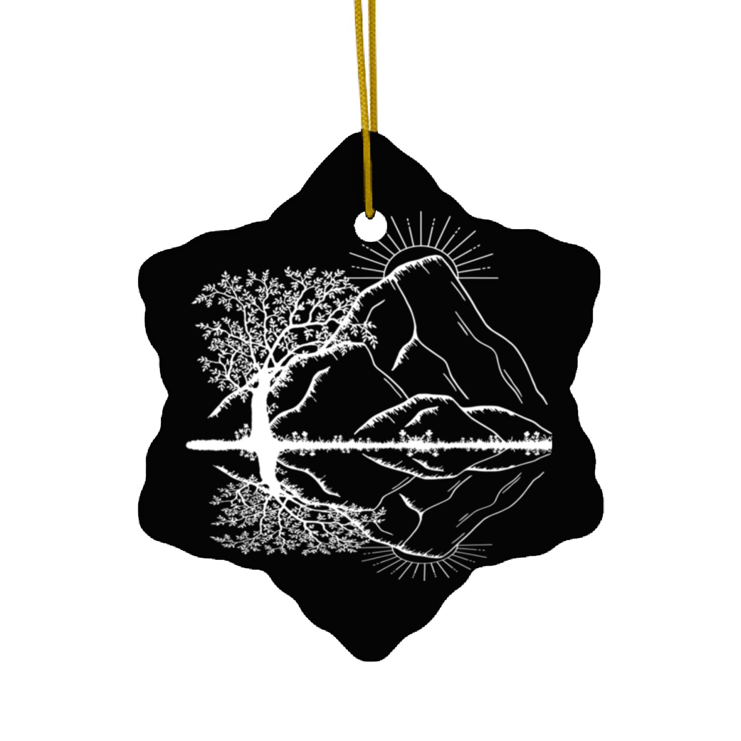 Mountain Trees Nature Sunset for Outdoors Nature Ceramic Ornaments