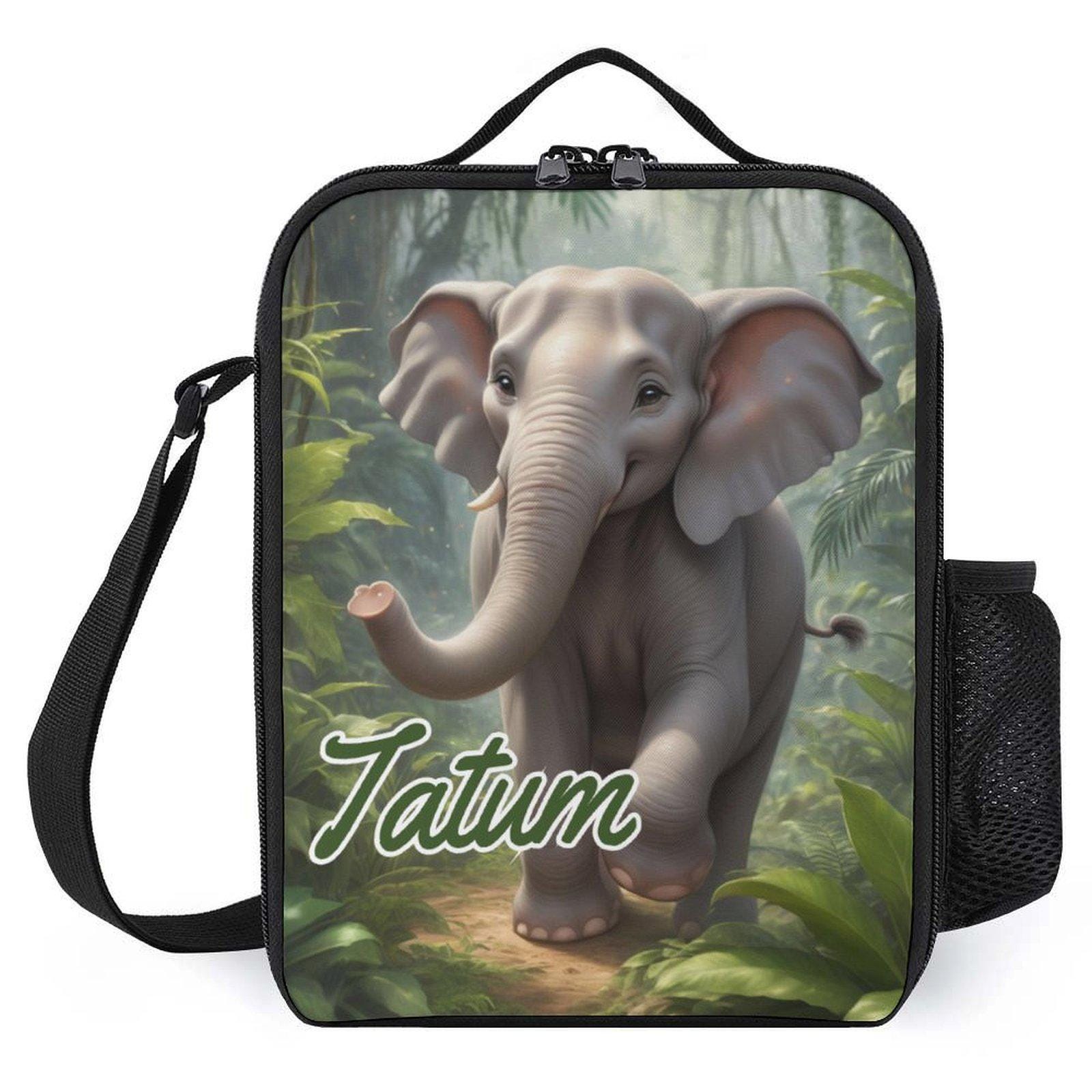 Personalized Elephant in Jungle Lunch Bag for School Camp Boys & Girls