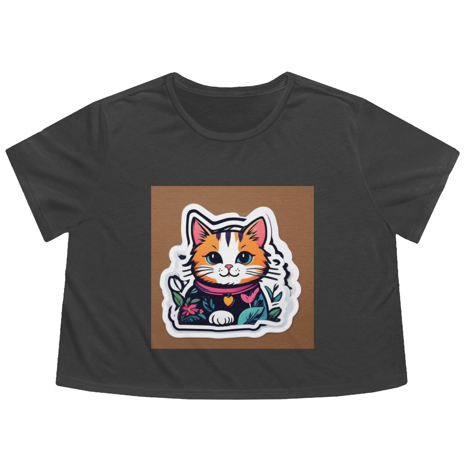 Nature cat Flowy Cropped Tees