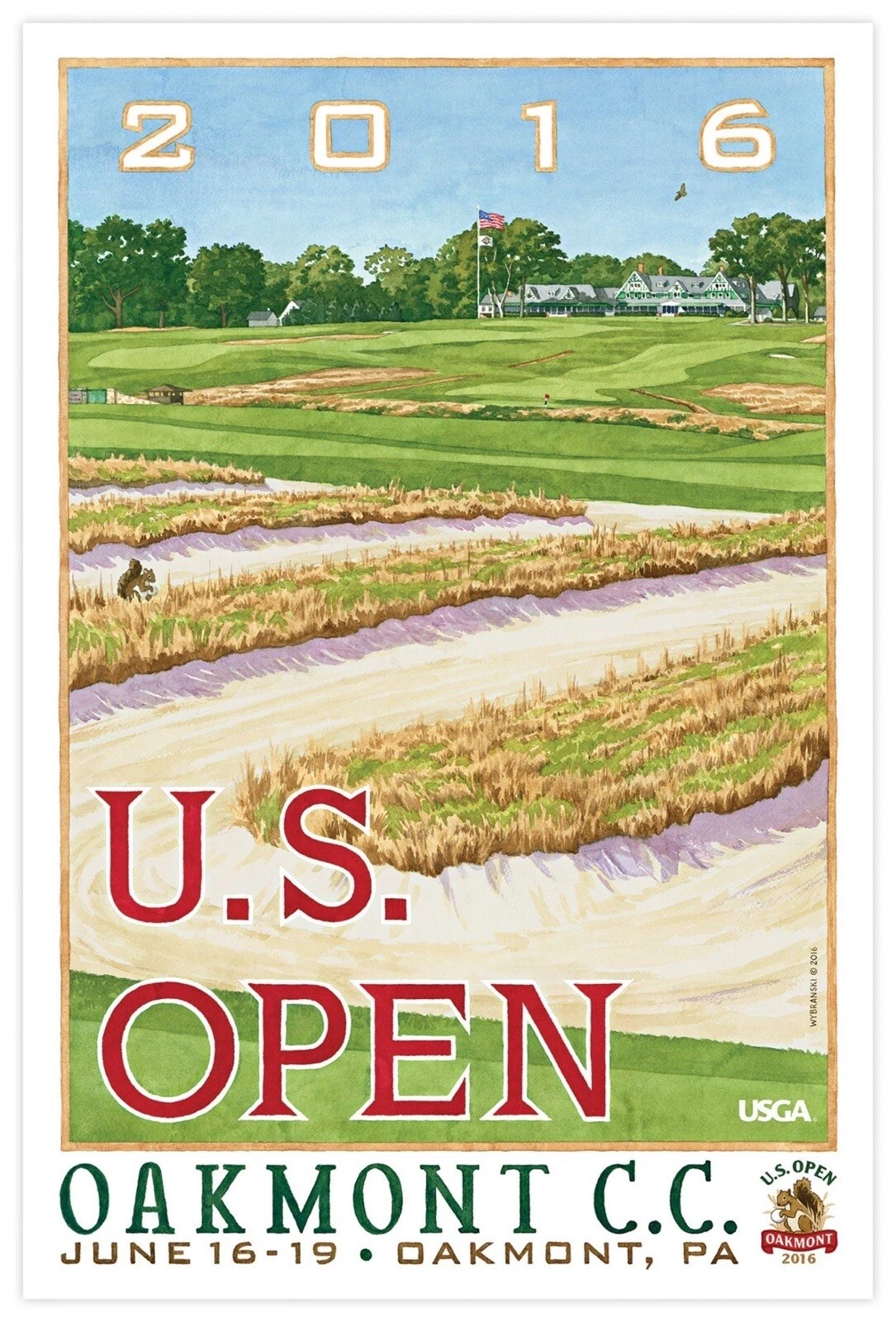 2016 U.S. Open Oakmont CC Golf Poster