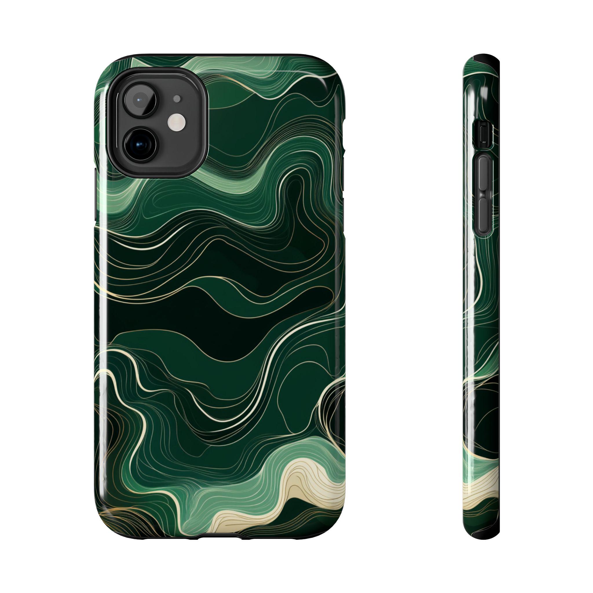 Deep green marble, Iphone cases custom printed design iPhone 16/15/14/13/12/11 tough phone cases