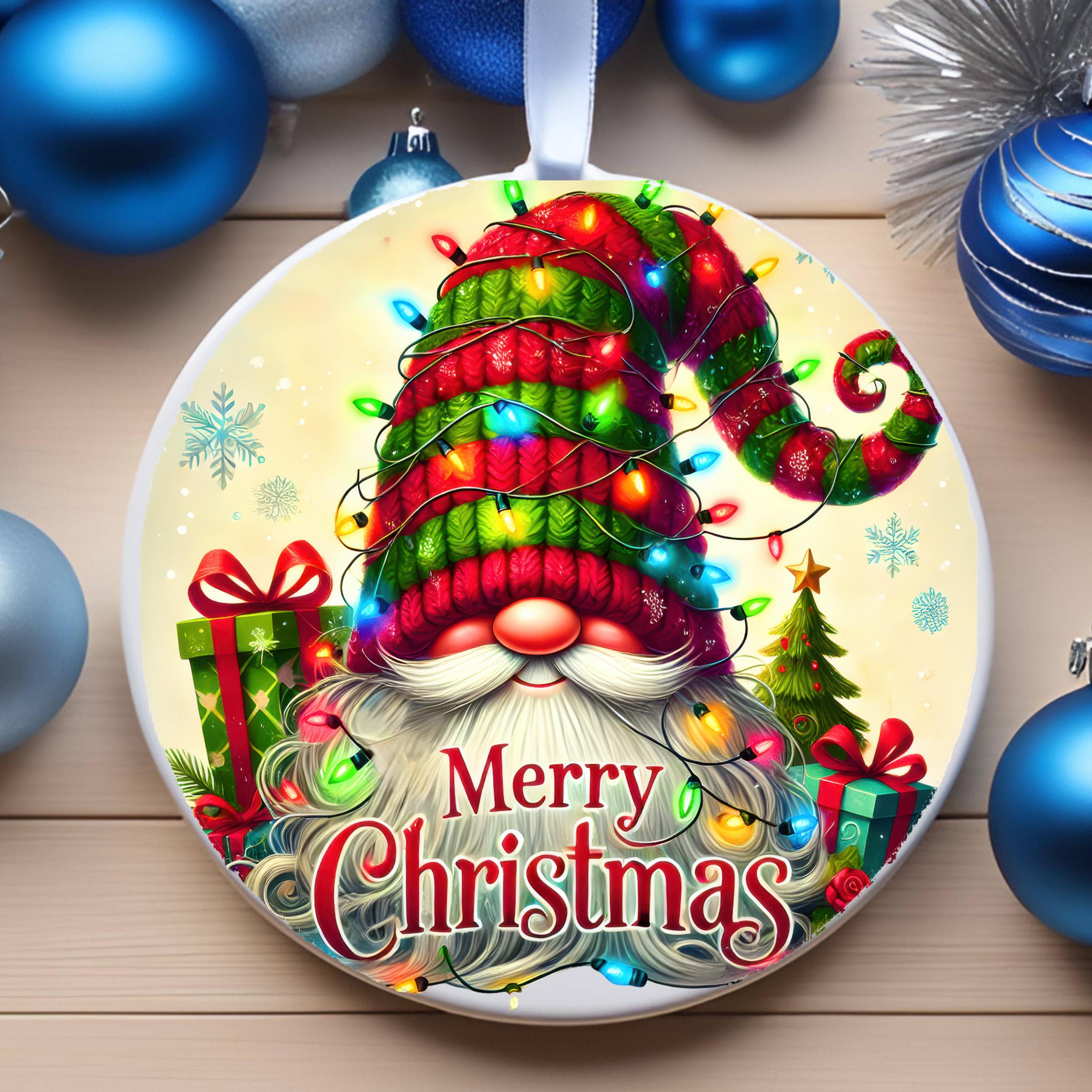 Festive Christmas Gnome Ornament: Holiday Tree Decoration with Lights