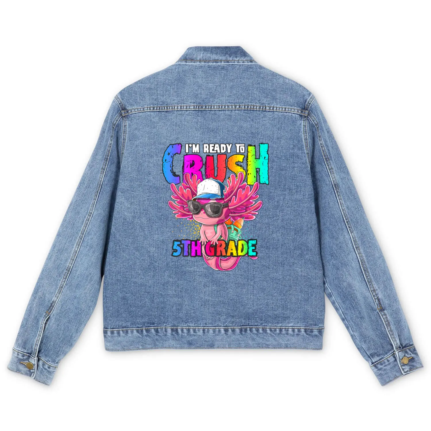 I'm Ready To Crush 3rd Grade Unicorn Back To Schoo Men's Denim Jackets