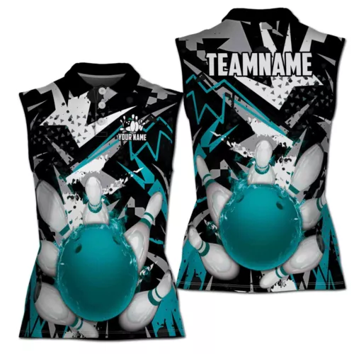 Personalized Bowling Strike Bowling Pin Women Sleeveless Polo