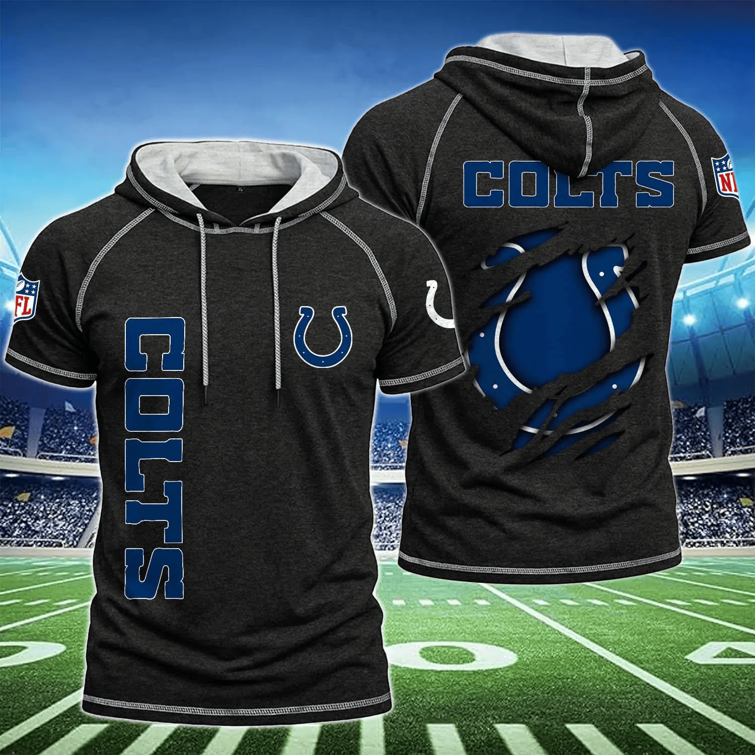 Men's Indianapolis Colts Hooded Short-Sleeve T-Shirt