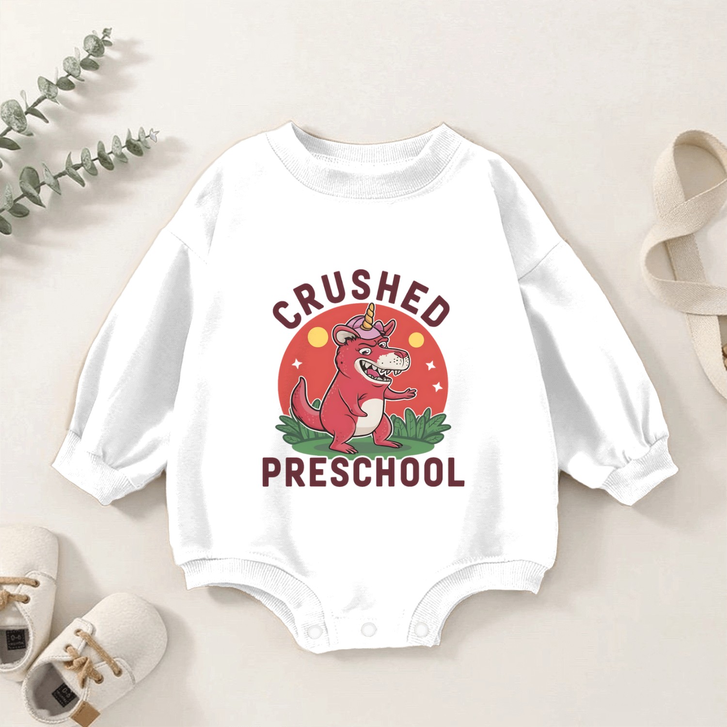 crushed preschool unicorn preschool graduation Baby Romper Sweatshirts