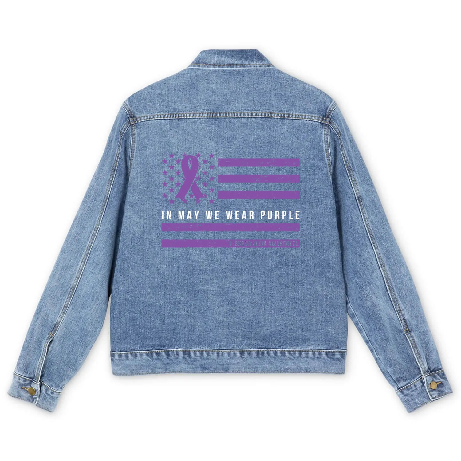 In May We Wear Purple Fibromyalgia Warrior Men's Denim Jackets
