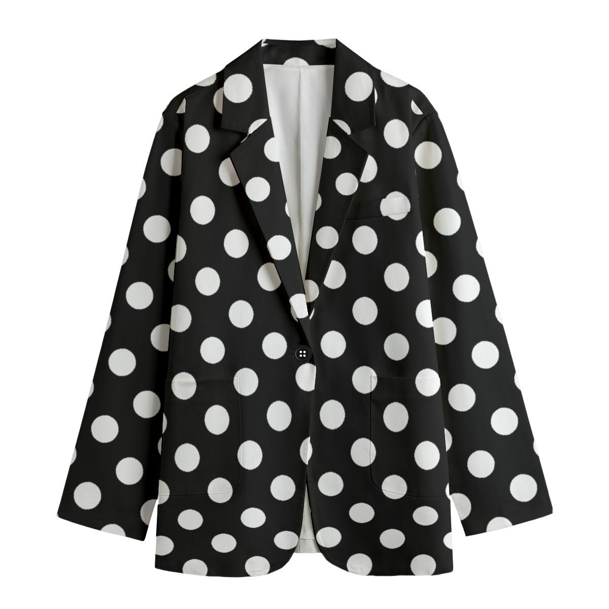 Black & White | Big Polka-dot All-Over Print Women's Leisure Blazer
