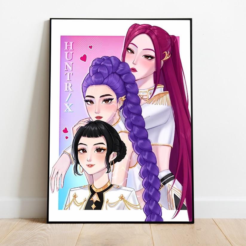 Kpop Demon Hunters Poster, Mira Rumi & Joey Huntrix Wall Decor, Vertical Matte Poster for Kpop Fans