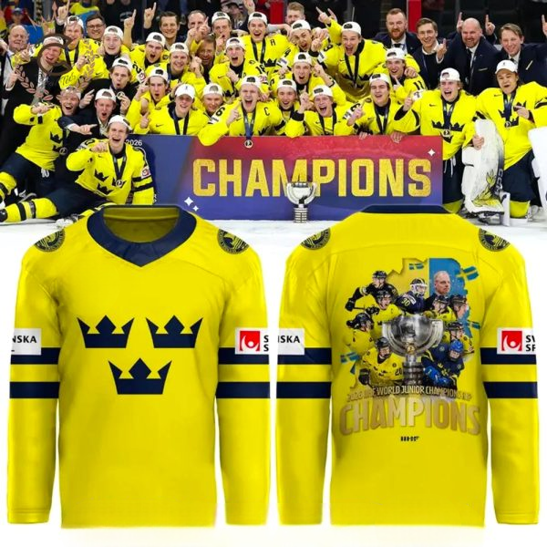 2026 IIHF World Junior Champions Sweden National Ice Hockey Team Jersey