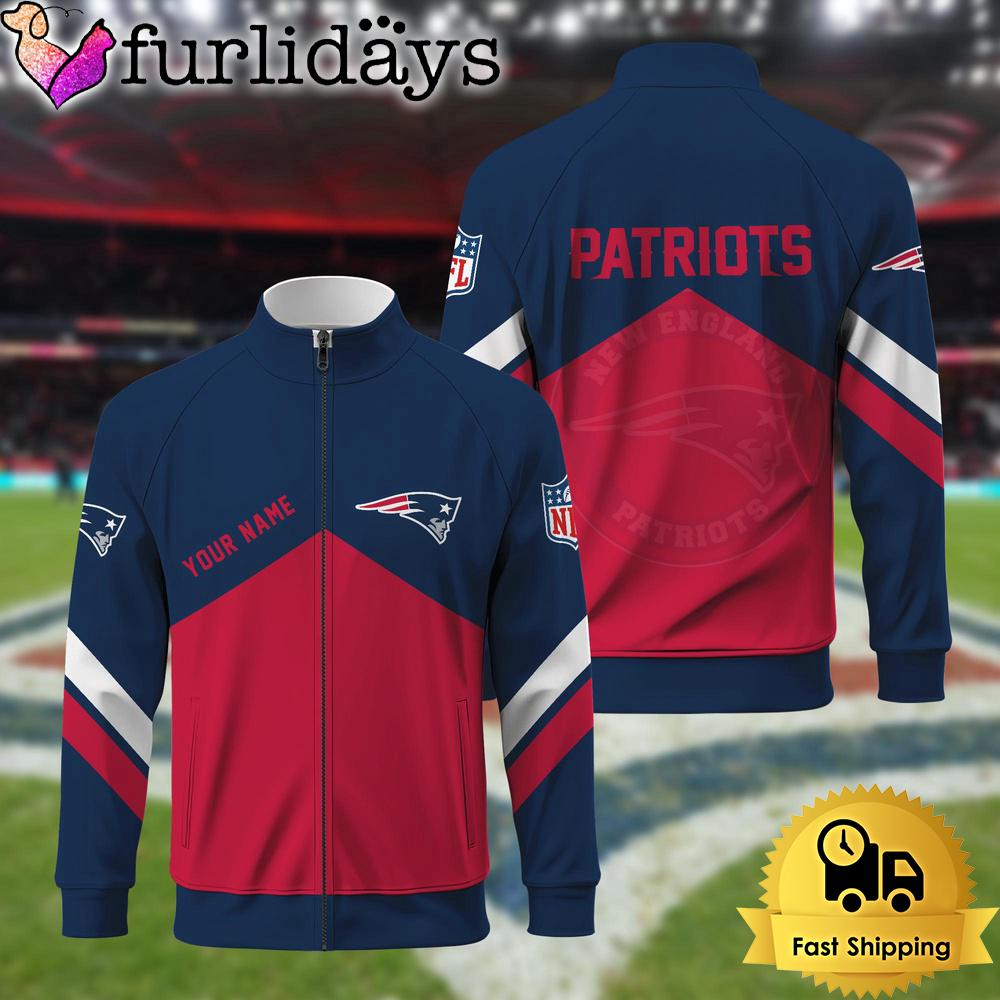 New England Patriotss Logo Custom Standing Neck Zipper Jacket