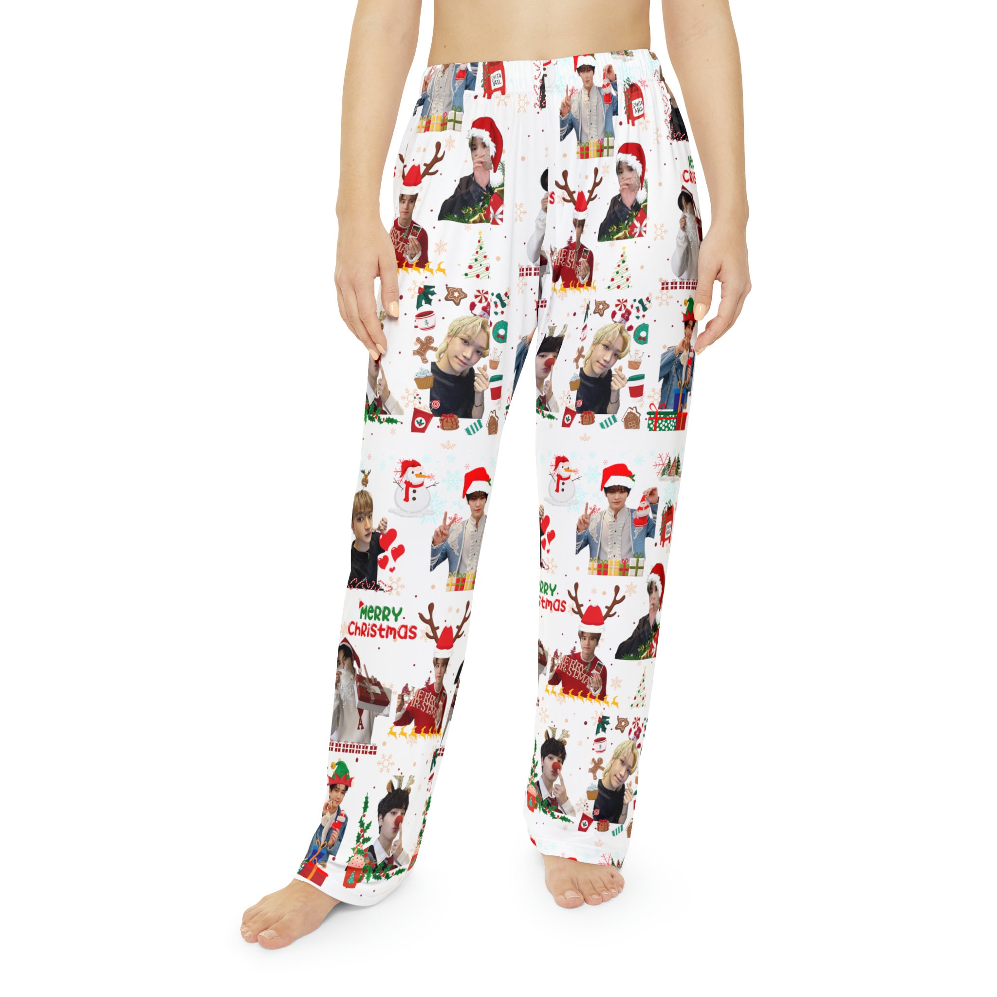 Stray Kids Christmas Women's Pajama Pants, K-pop Holiday Loungewear