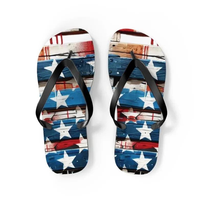 Patriotic American Flag Flip Flops, 4th of July Stars & Stripes Flip Flops