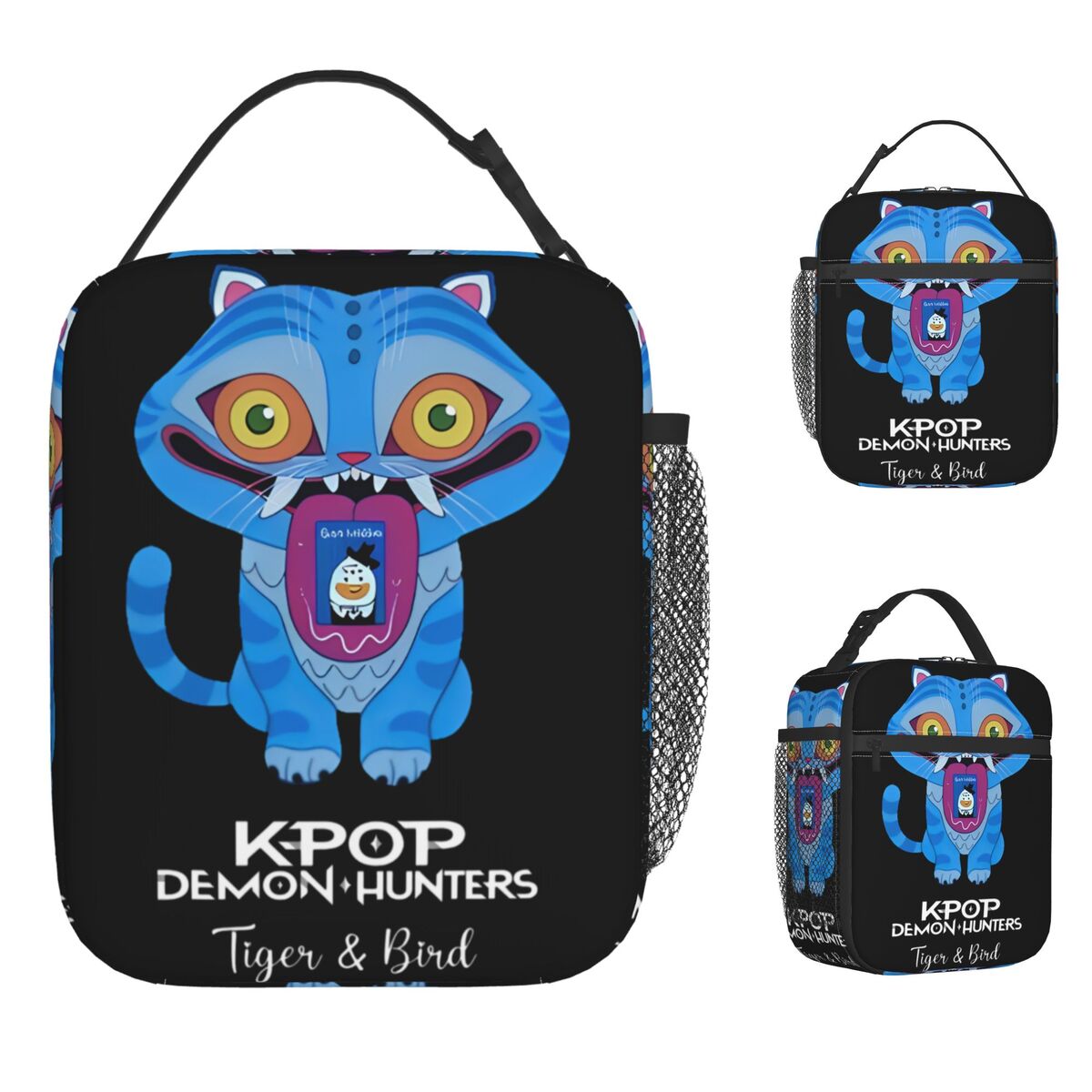 K-pop Demon Hunters Tiger And Bird Lunch Bag Office Lunch Box For Men Fashion Graphic Tote Food Bags Portable Zipper Cooler Bag