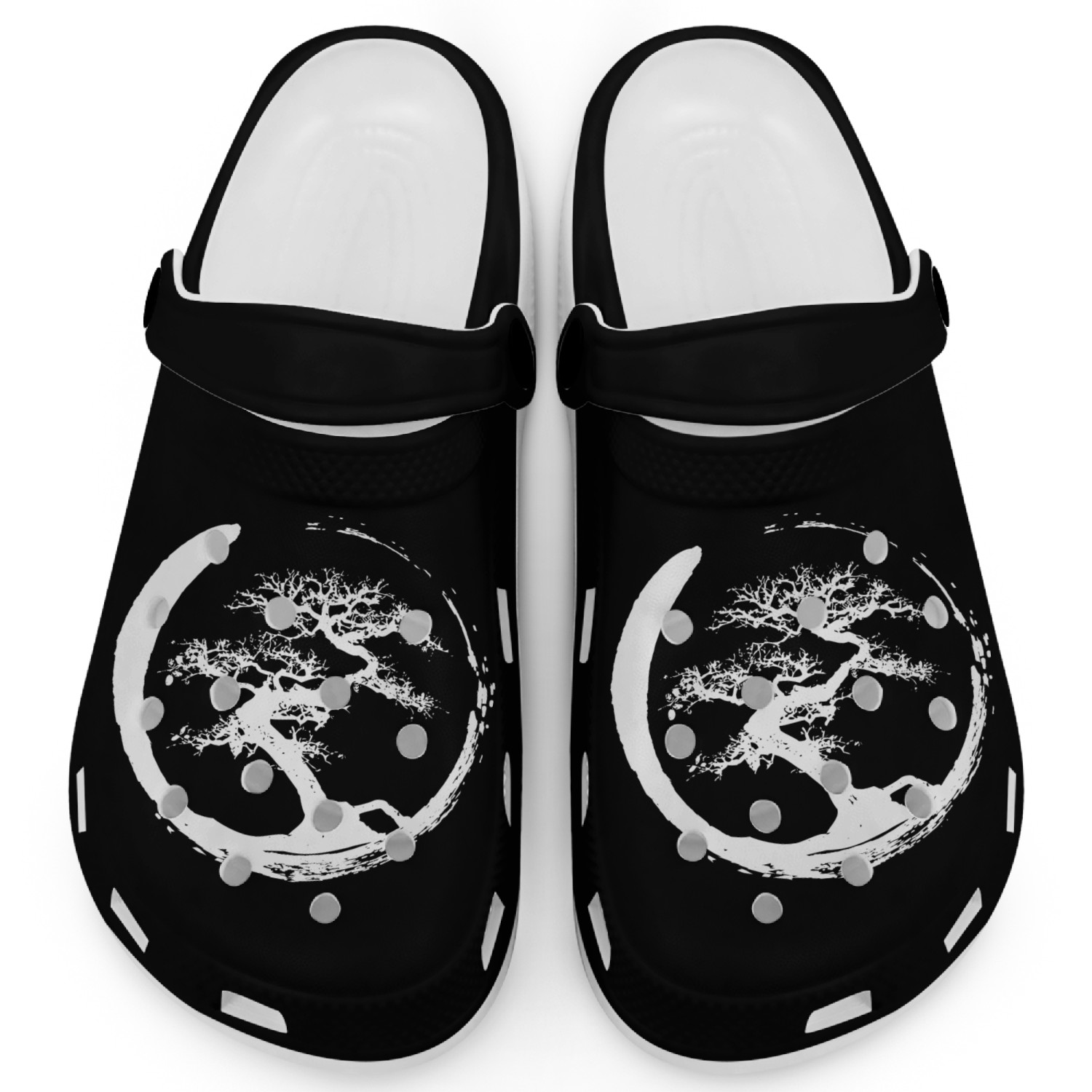 Zen Bonsai Tree in Enso Circle (white) Clogs
