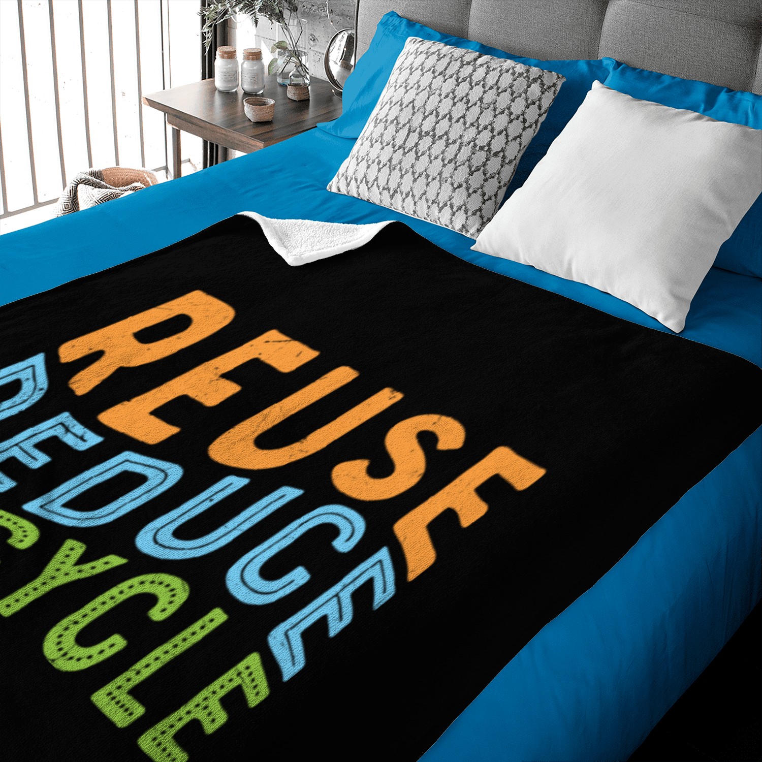 Earth Day Reuse Reduce Recycle - Eco Slogan Baby Blankets