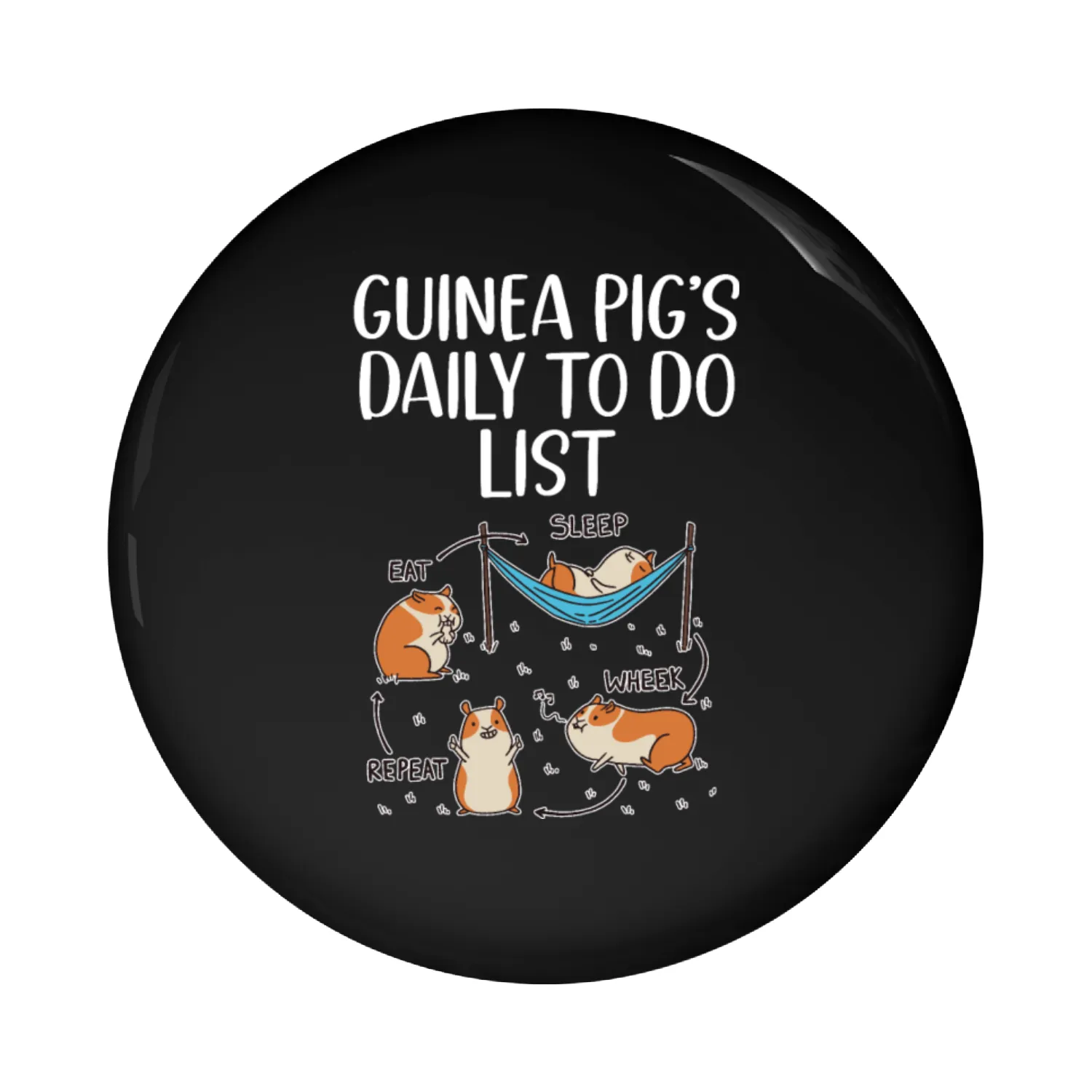 Guinea Pig's Daily To Do List Eat Sleep Wheek Pin Buttons