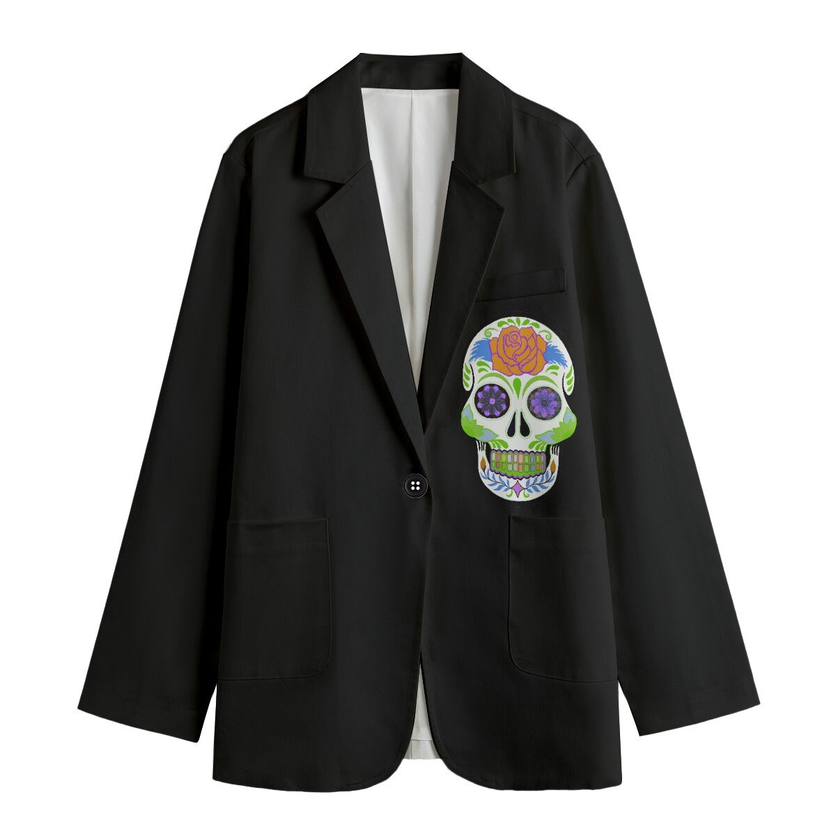 Women's Leisure Blazer, Day of the dead, Skulls Blazer, Halloween Blazer, Latinx Heritage Month, Hispanic Heritage month