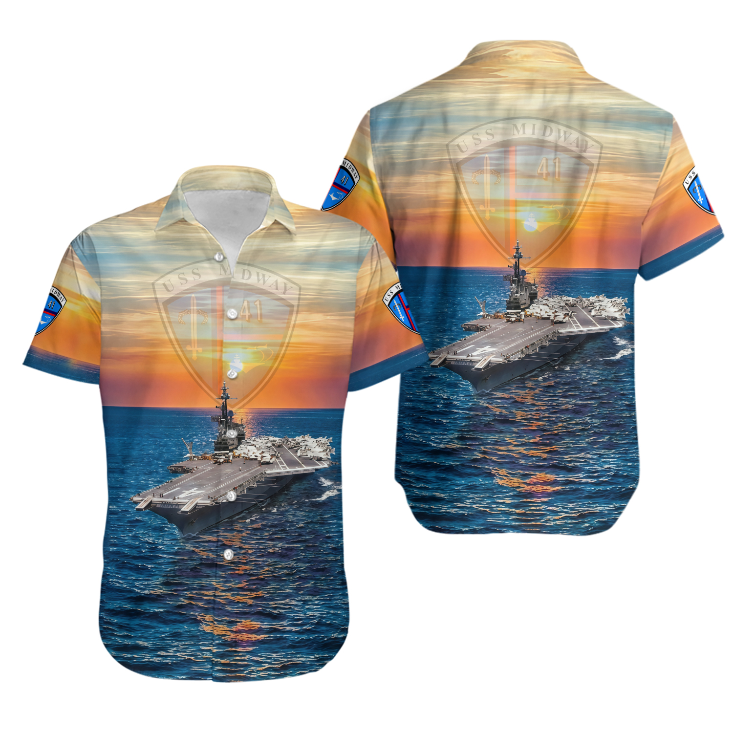 US Navy USS Midway CV 41 Hawaiian Shirt