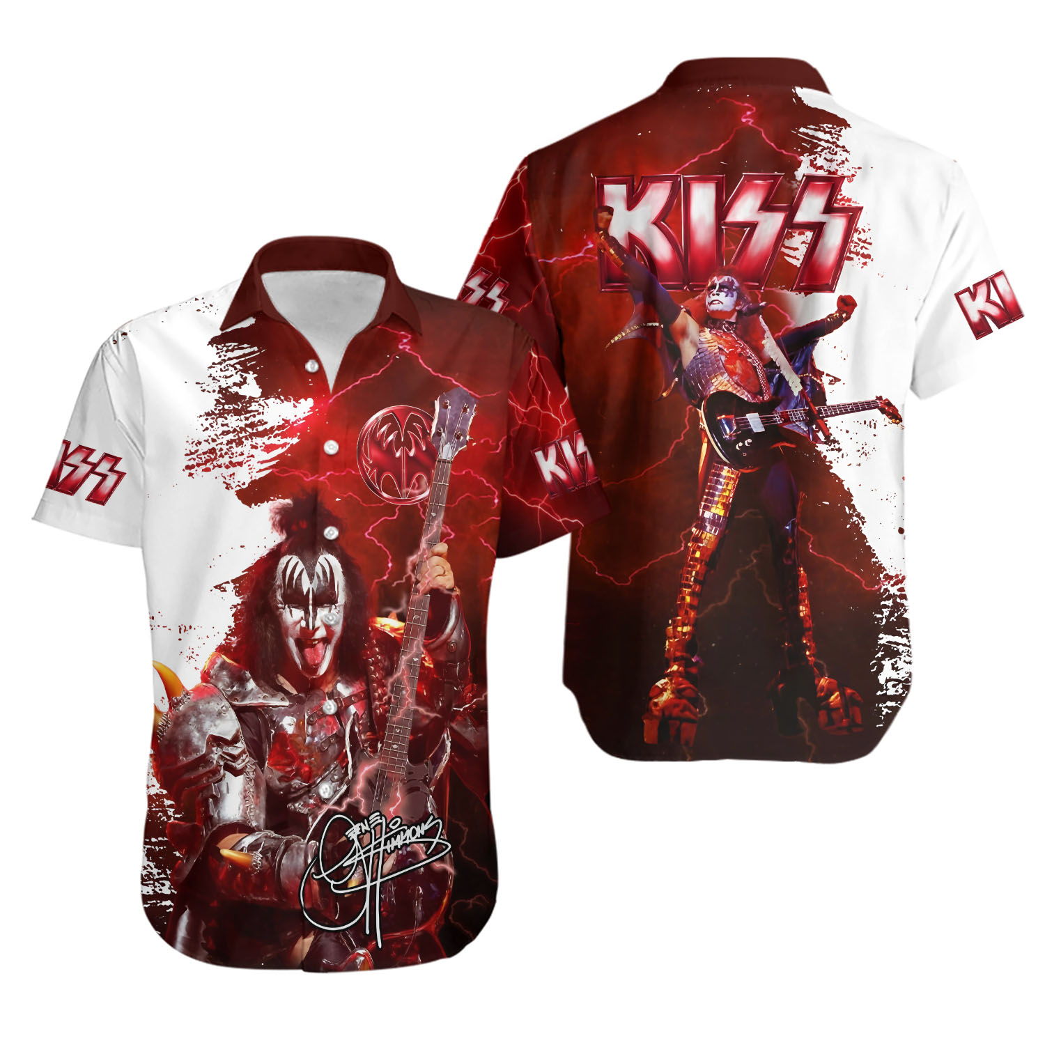 Kisss Baand Short Sleeve Dress Shirt, Retro Rock Shirt, Band Fan Gift