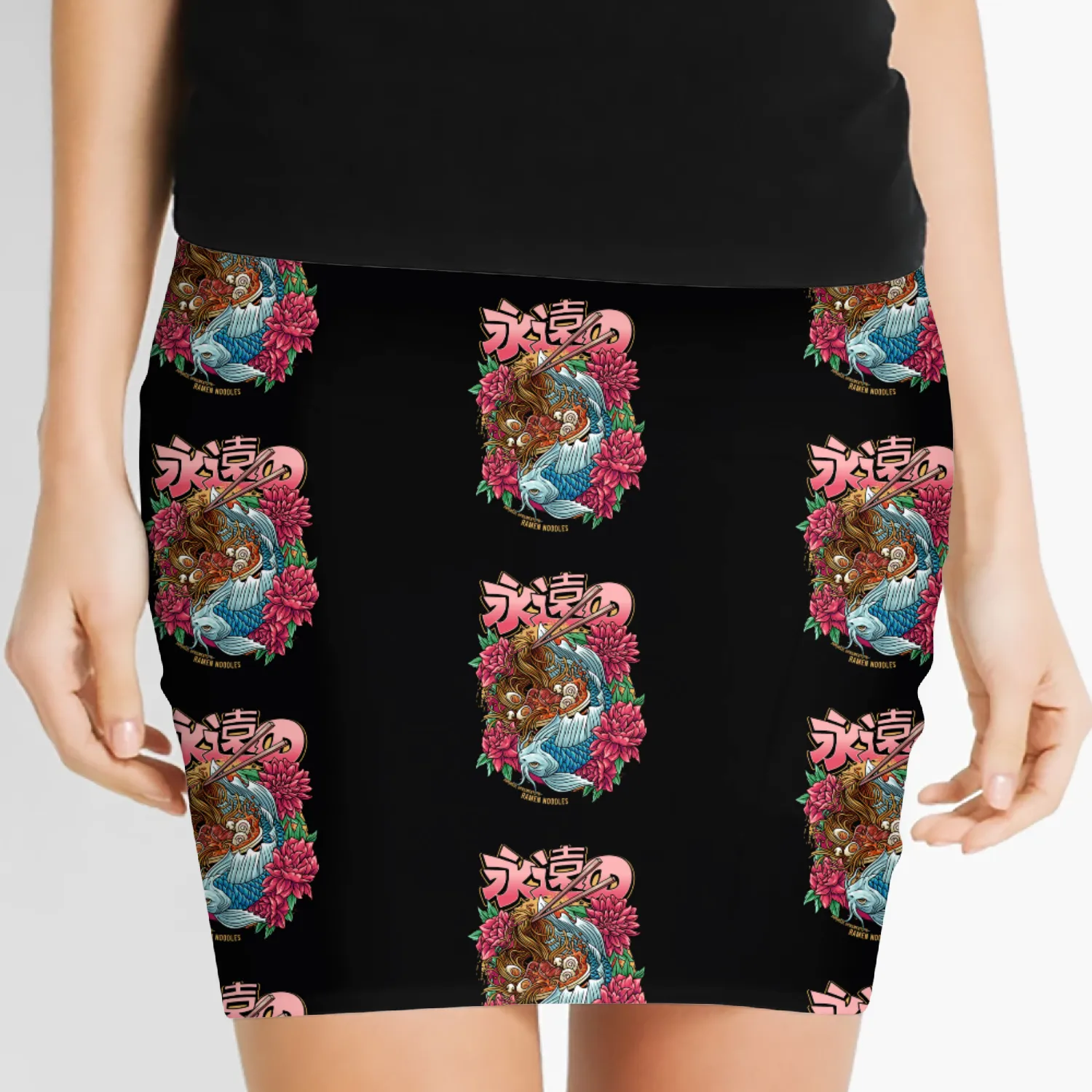 Koi Ramen Explosion – Japanese Food & Art Mashup Women's Mini Skirts
