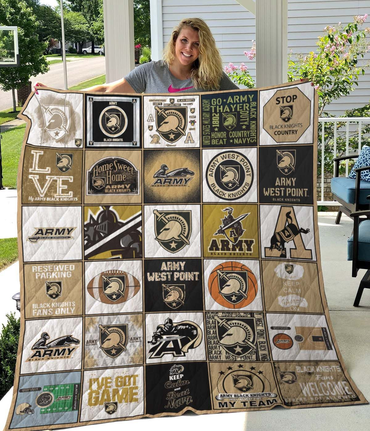 Army Black Knights Quilt, Bedding Decor
