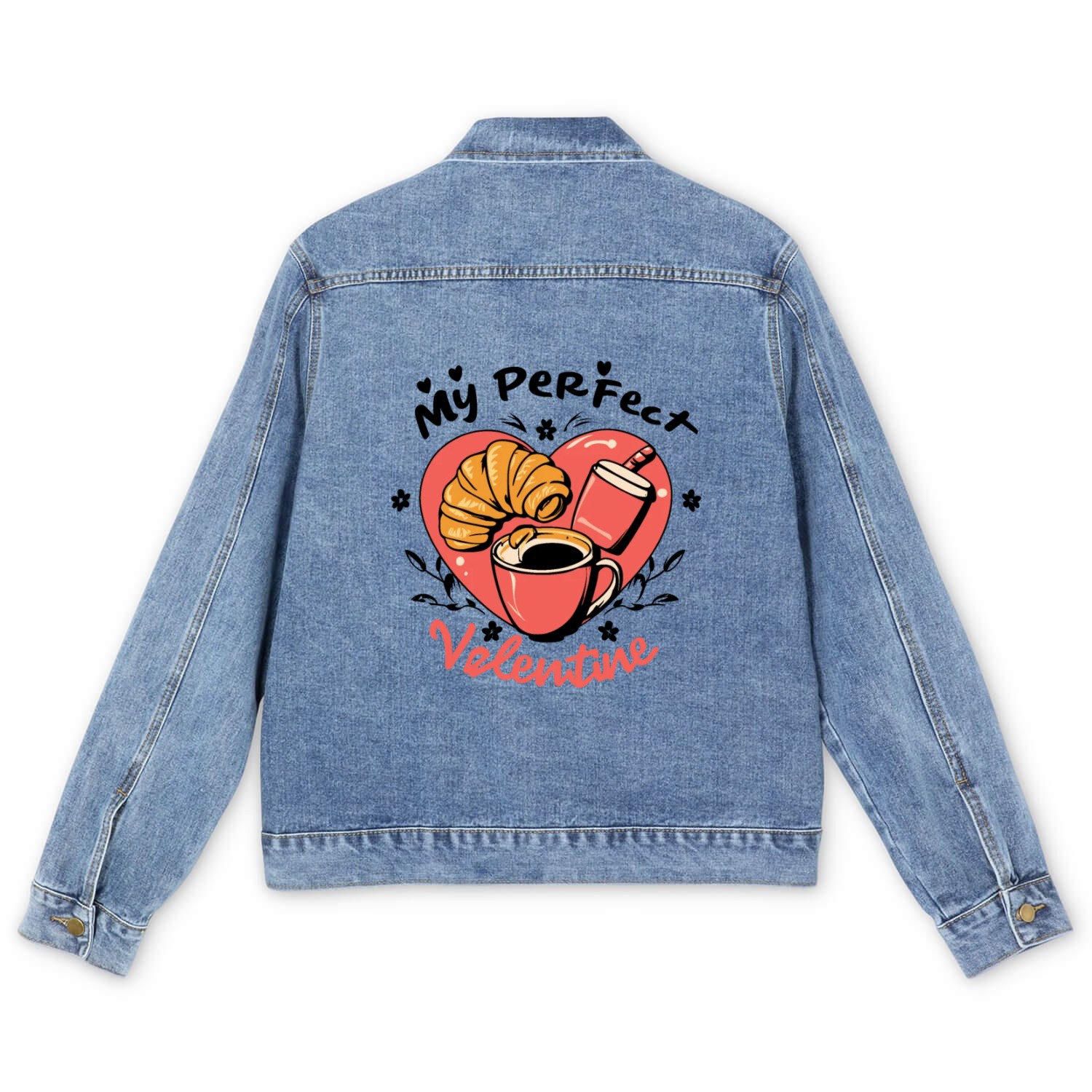 Coffee and Croissant | My Perfect Valentine Men's Denim Jackets